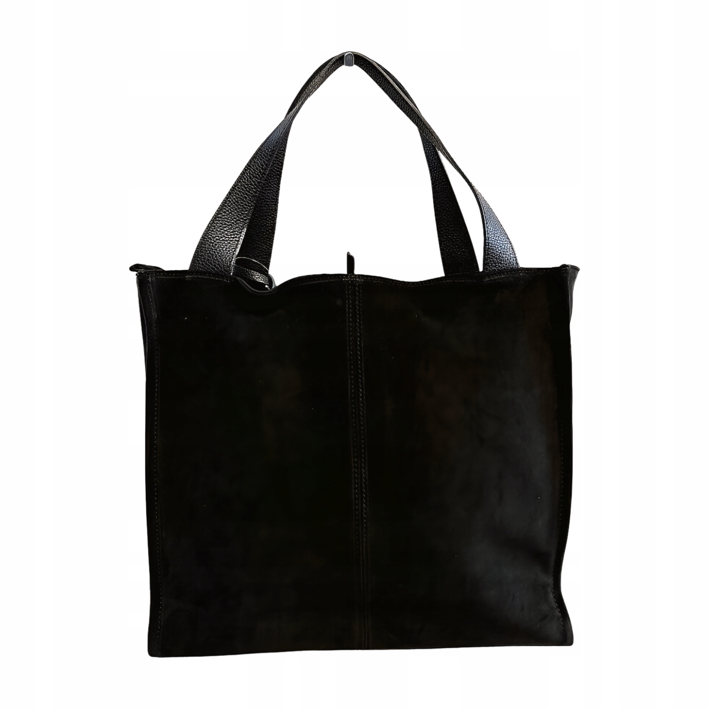 Laura Biaggi semišová shopper kabelka černá s prošíváním