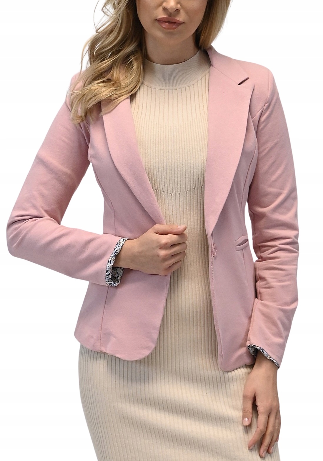 Damska Marynarka Żakiet sportowy bawełna dres włoski styl Róż XXL/44