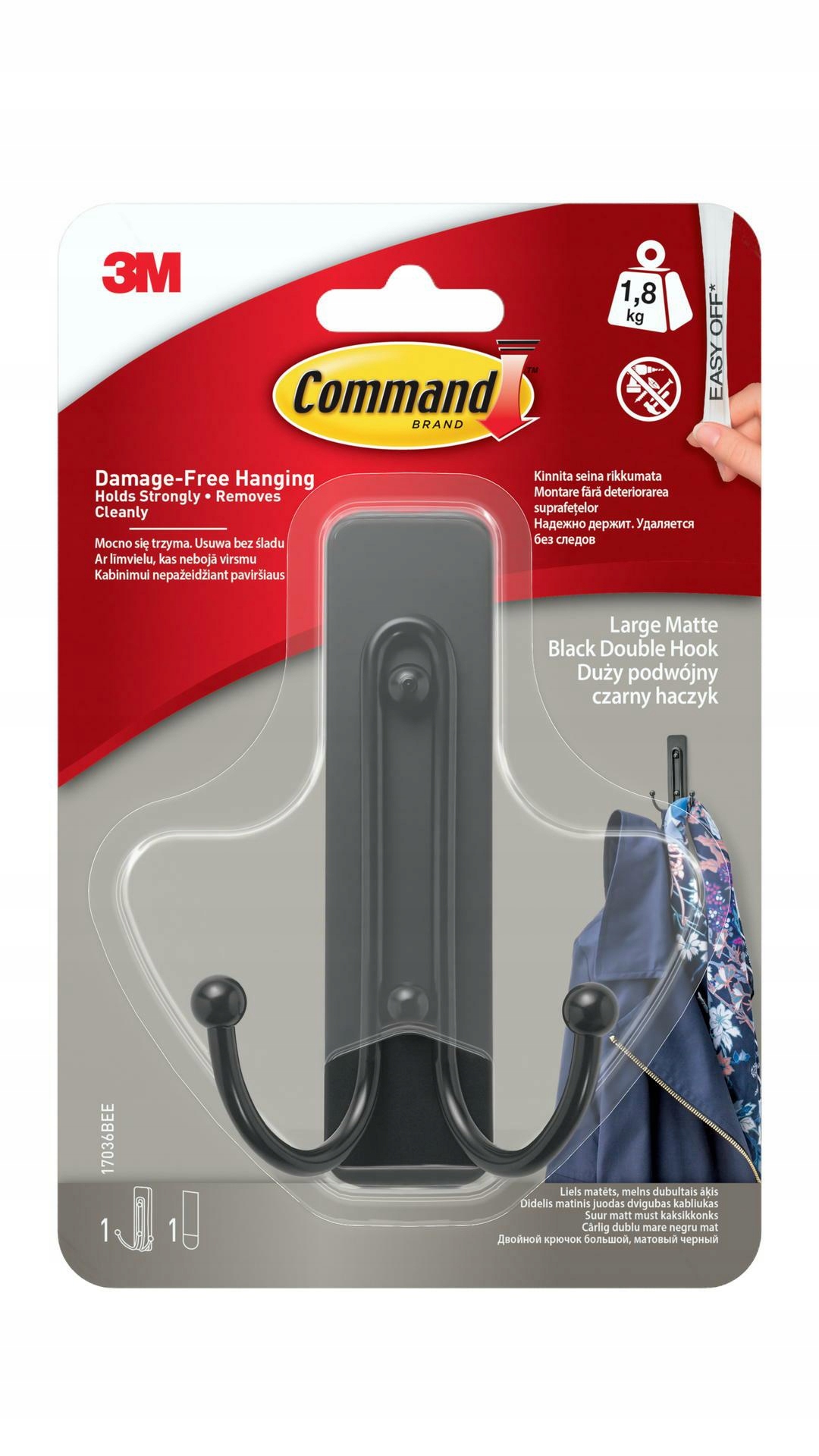 

3M Command 17036BEE Czarny Haczyk 1,8kg
