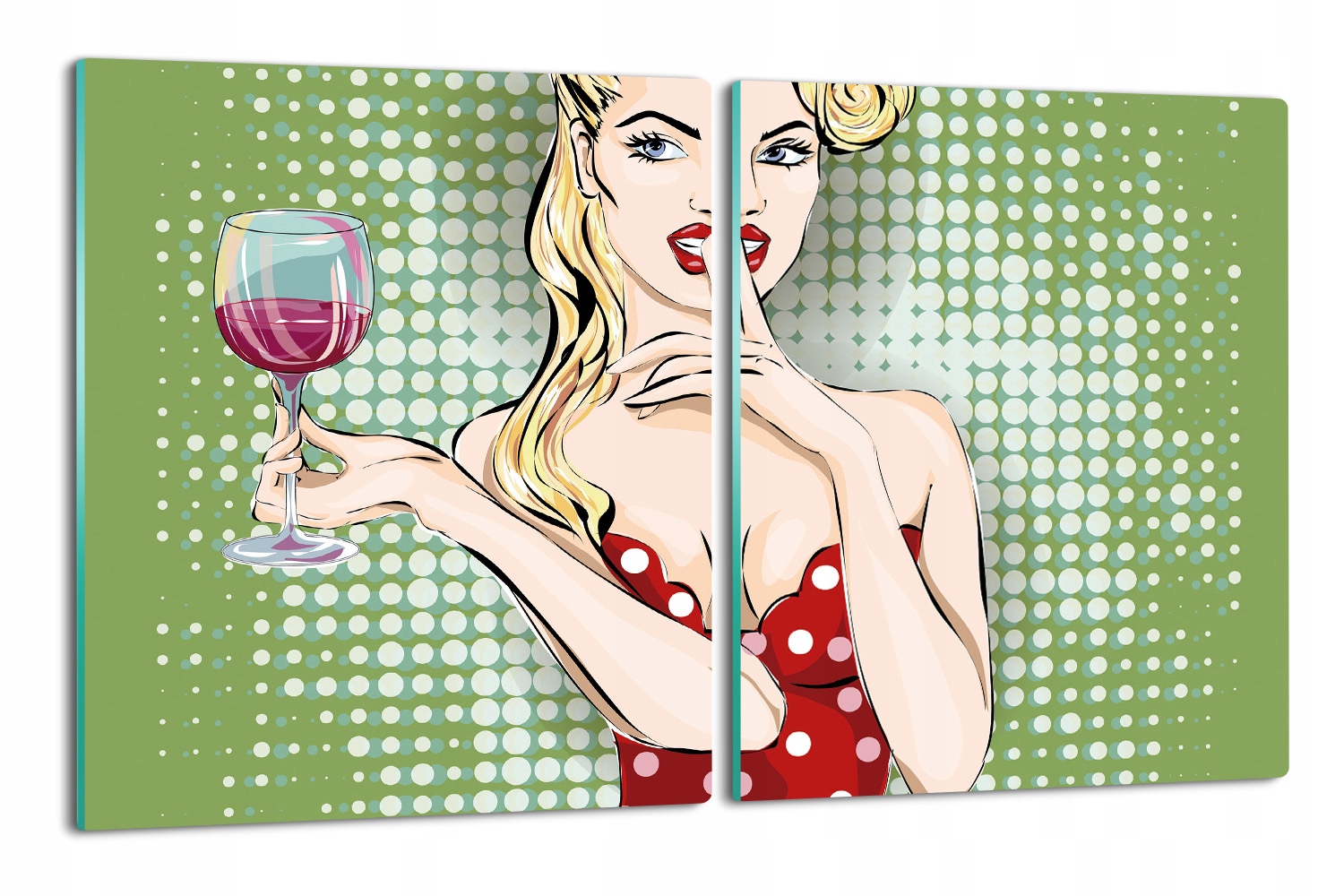 deska splashback 2x 40x52 Pop art žena víno