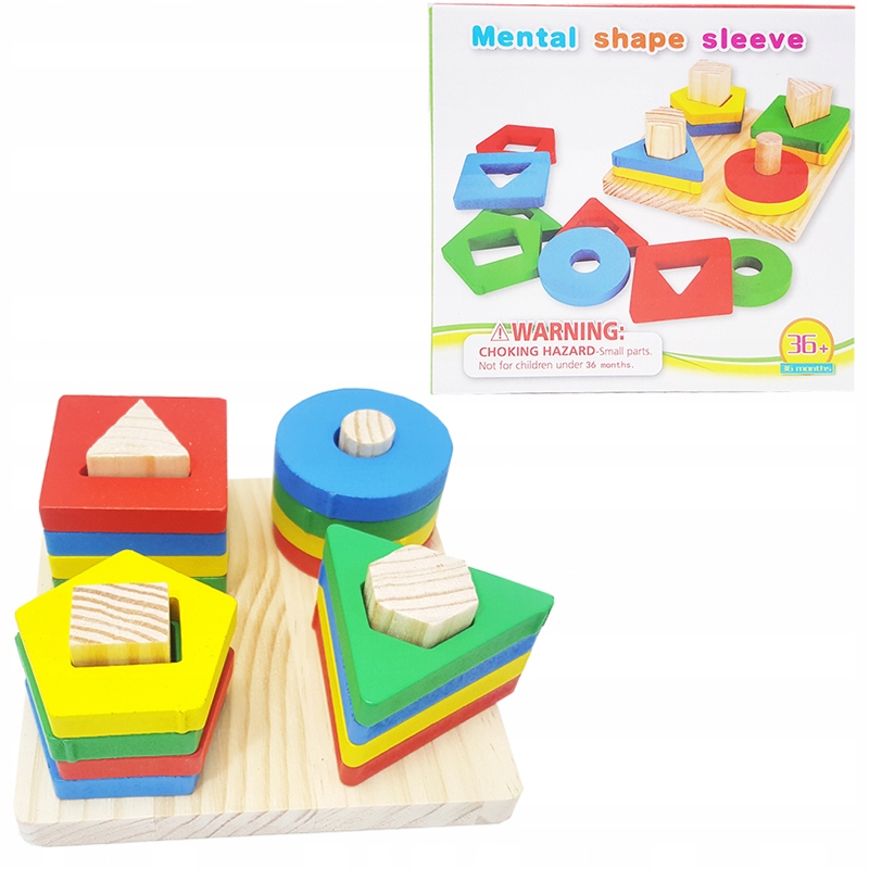 

Piramidka układanka sorter drewniany kształty