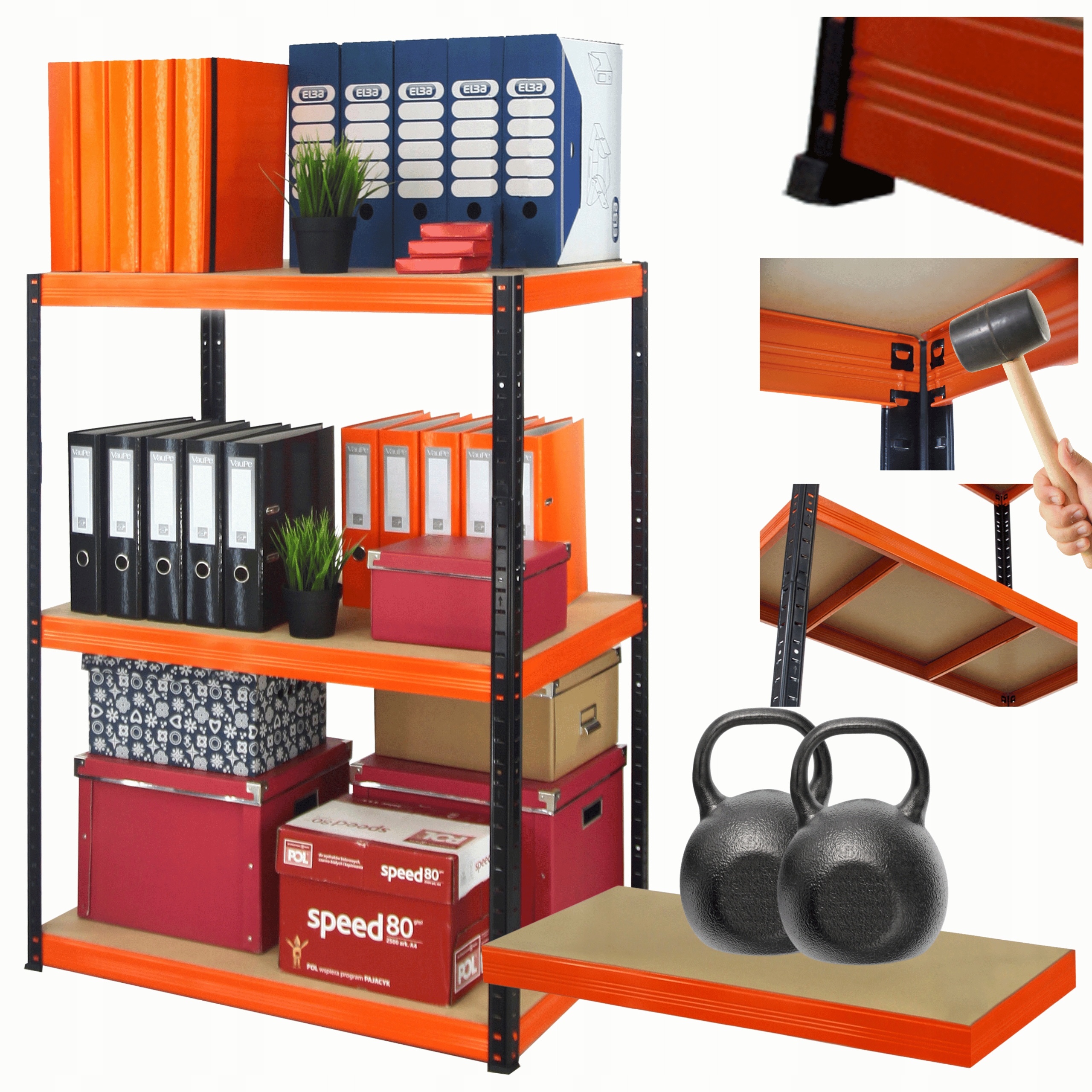 Skladový regál garážový kovový stojan Helios 106x110x45 cm 3Px275 kg Pl