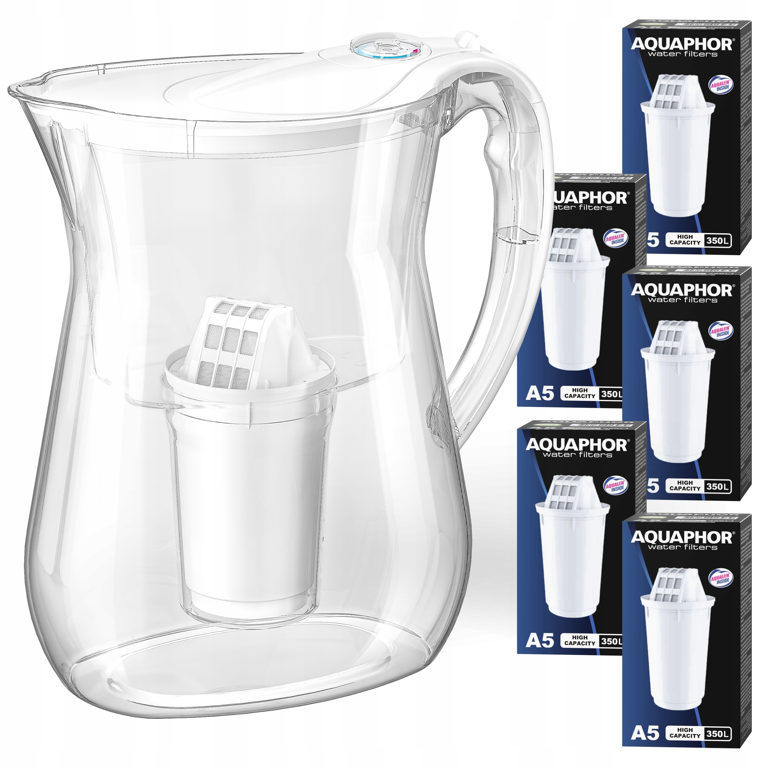 Filtrační konvice na vodu Aquaphor Lyon Bílá 3.8 l, 5 uhlíkových vložek A5