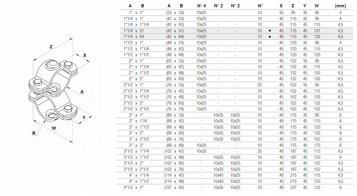 Obejma krzyżowa Serena 2,5" x 2,0" Marka inna