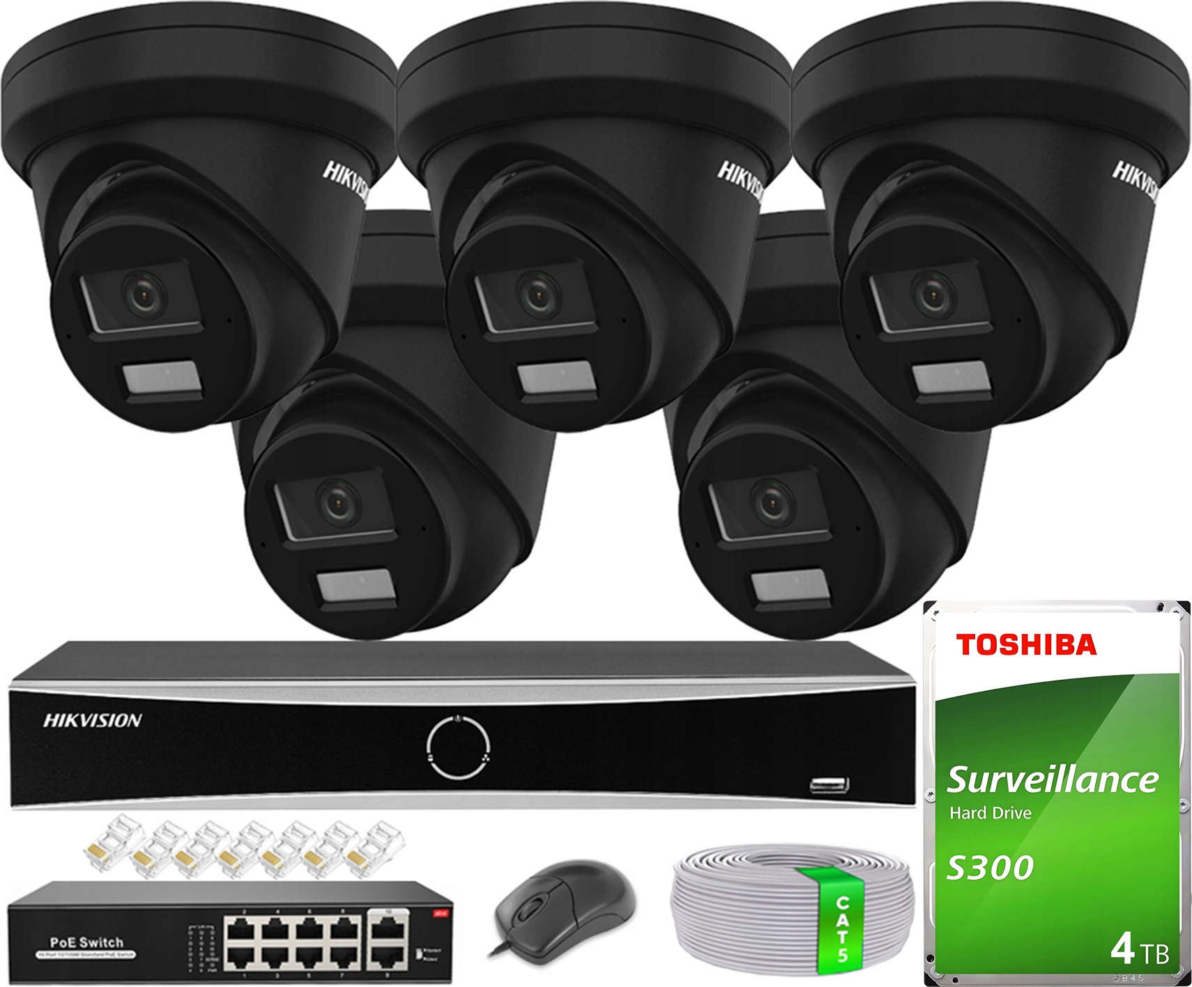 Sada na monitorovanie 4MP Hikvision Acusense 5x DS-2CD2343G2-LI2U Black 4TB
