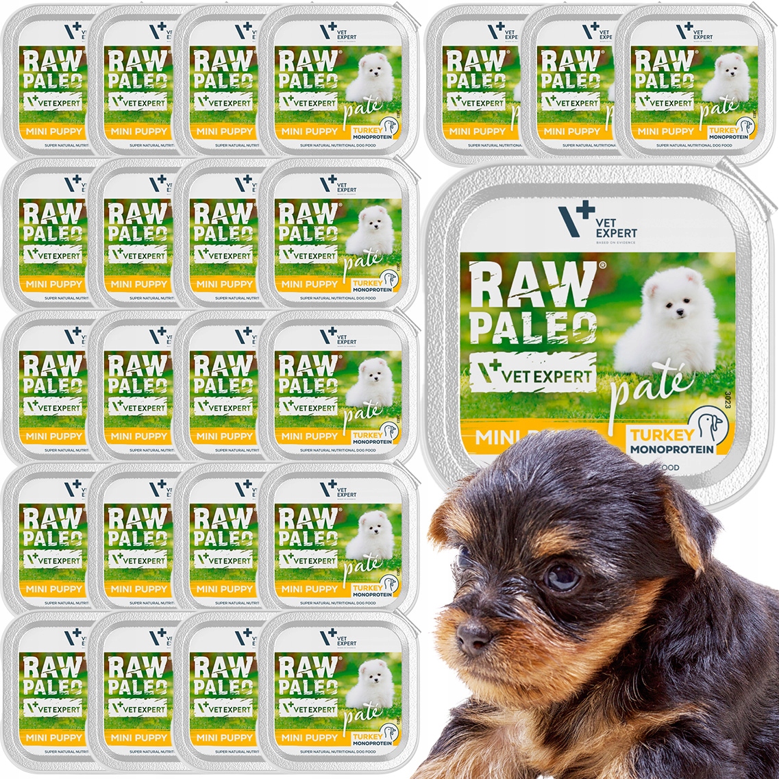 Zestaw Mokra karma dla szczeniąt małych ras indyk Raw Paleo Pate 24 x 150g