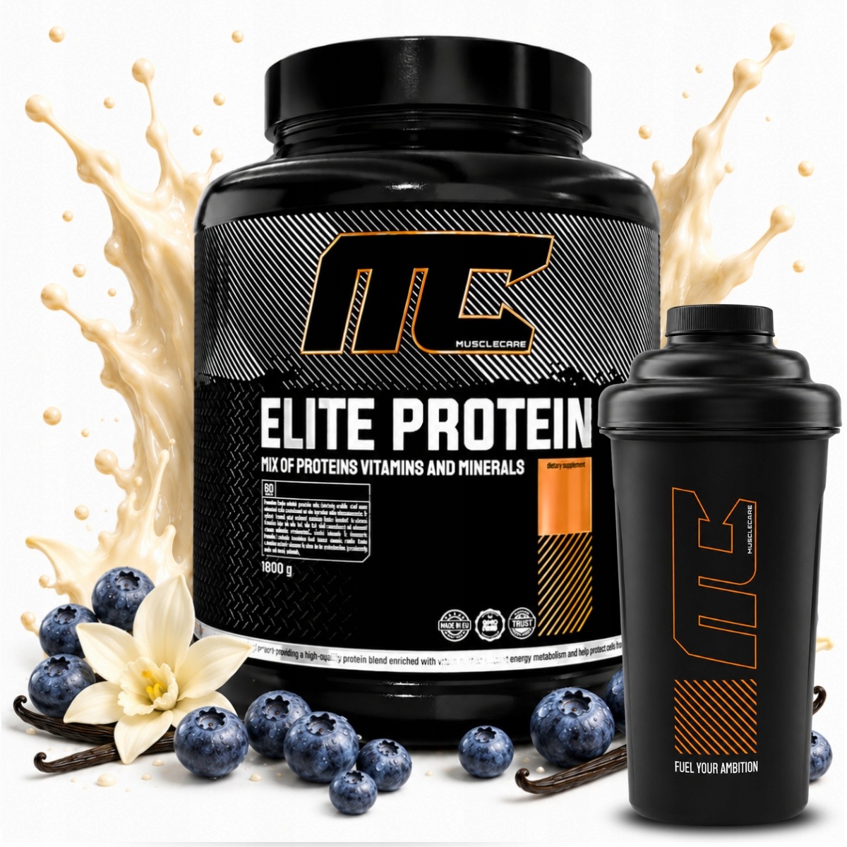 Bílkovina Wpc Wpi Muscle Care Elite Protein 1800 g Vanilka Jahoda Shaker