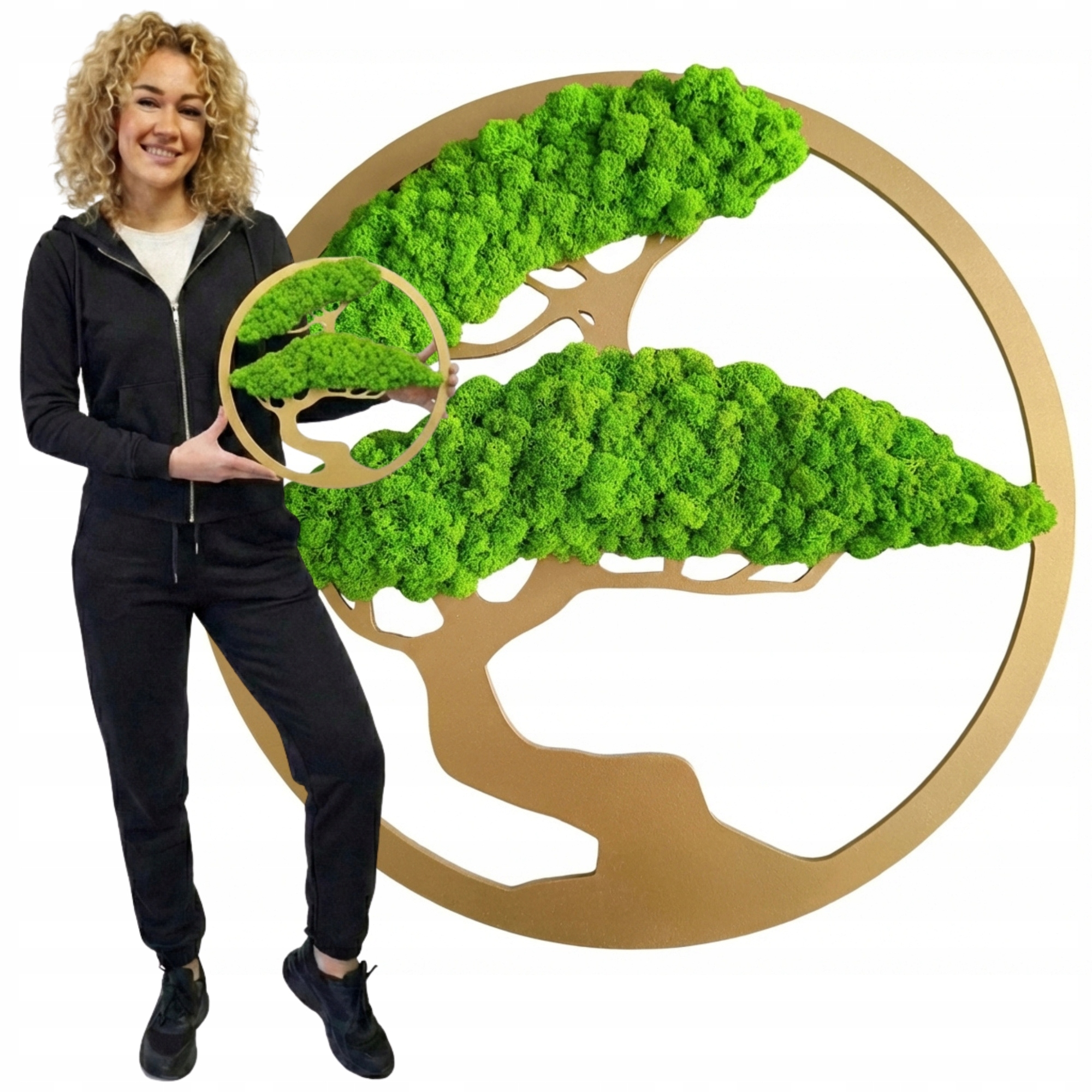 Obraz Z Mechu mech chrobotek Živý Stromek Bonsai na zeď Ozdoba Dekorace