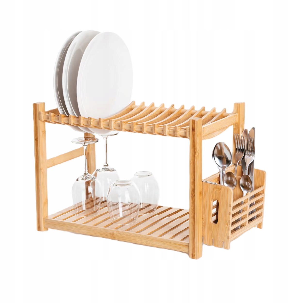 Bambusový odkapávač na nádobí 2-úrovňový, elegantní, dekorativní do kuchyně