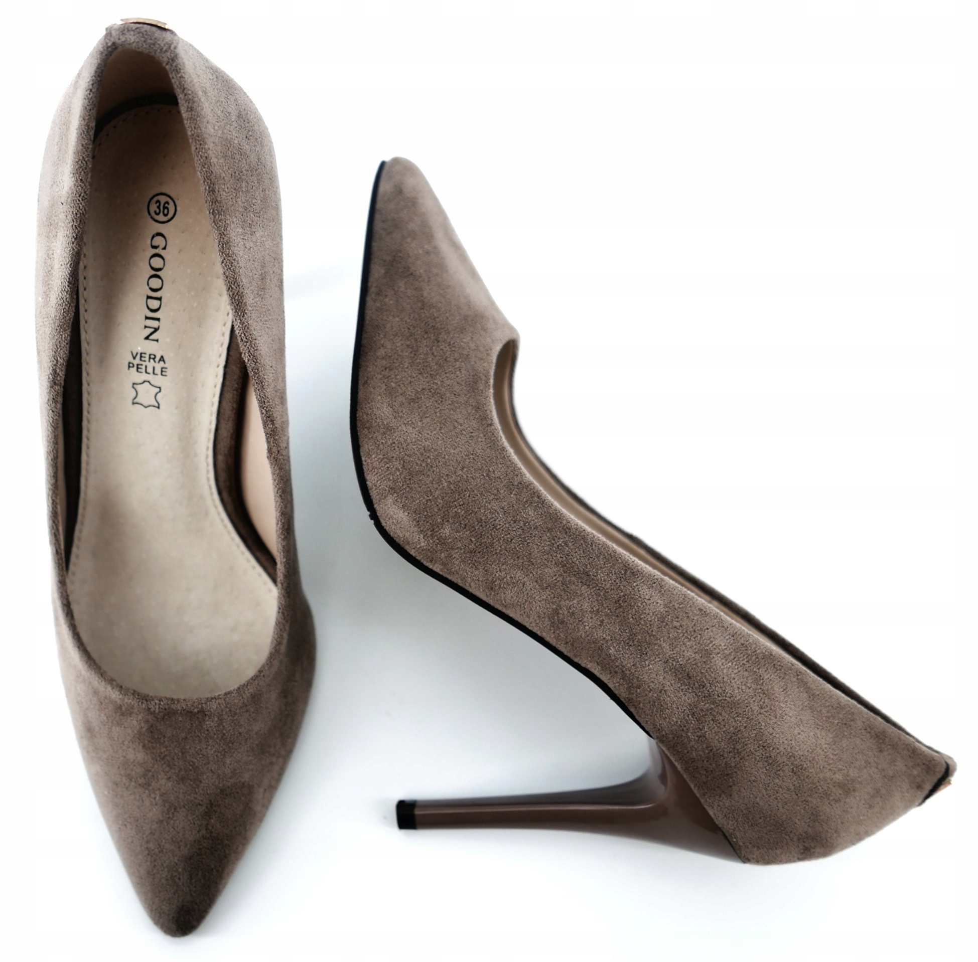 

Goodin Klasyczne Szpilki 10cm Eko Zamsz Taupe R37