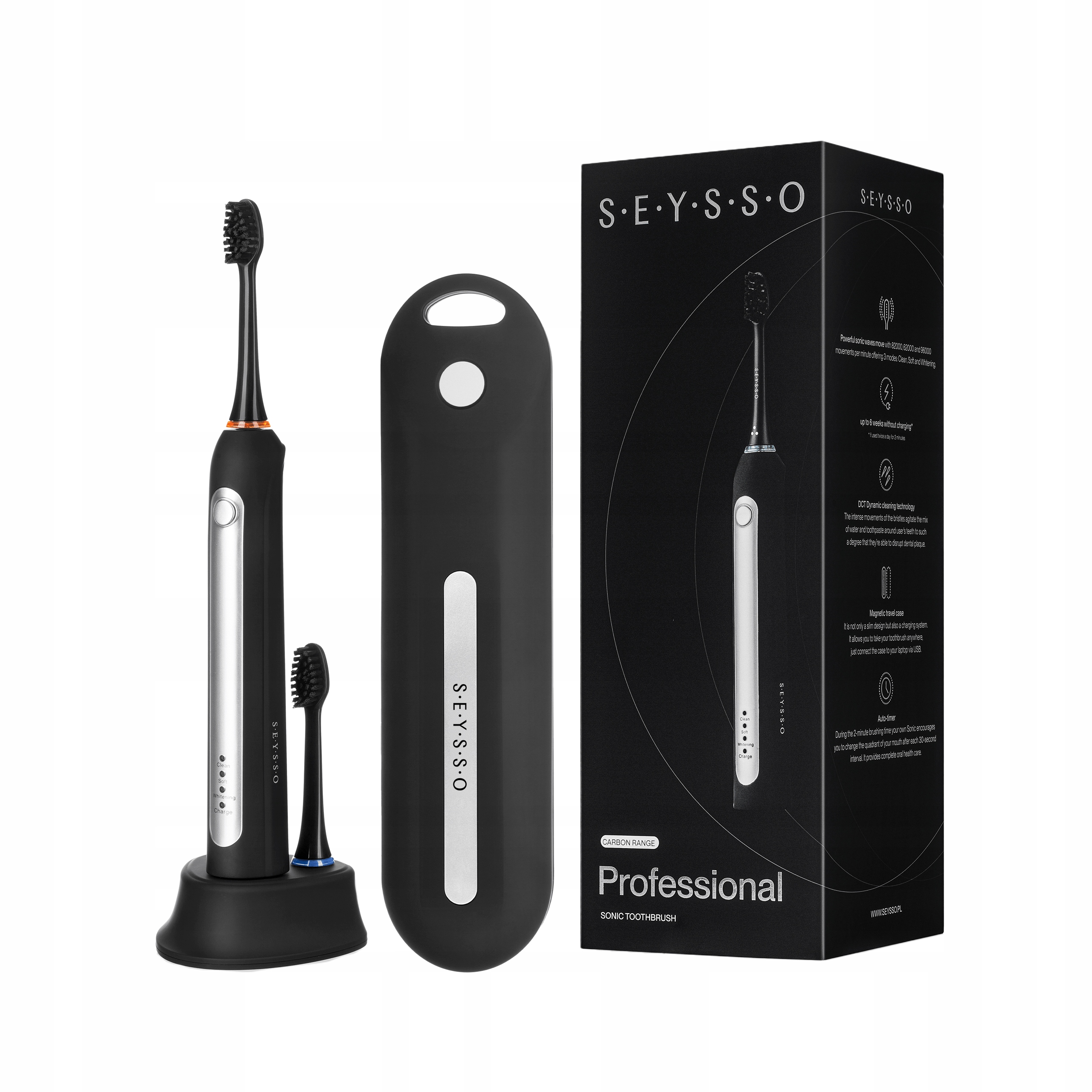 Szczoteczka soniczna Seysso Professional z etui ładowarką wodoodporna