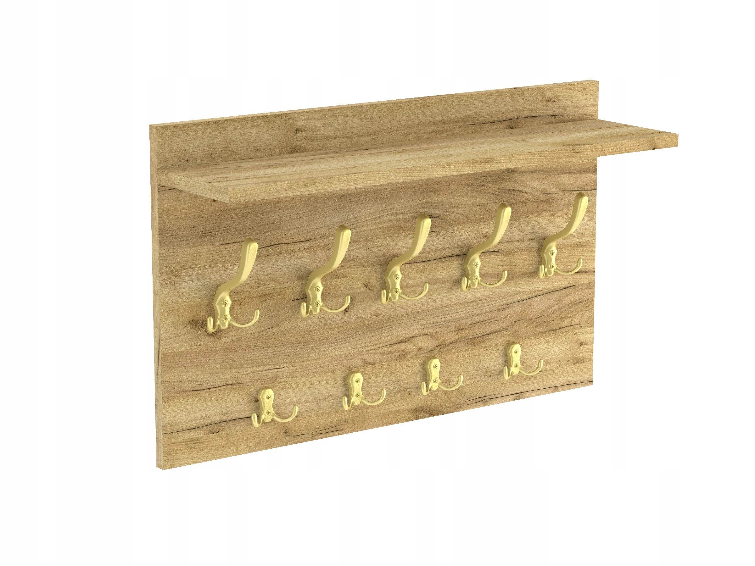 Nástěnný Věšák Na Oblečení Do Pokoje Dub Craft Zlatý Háček Broušený