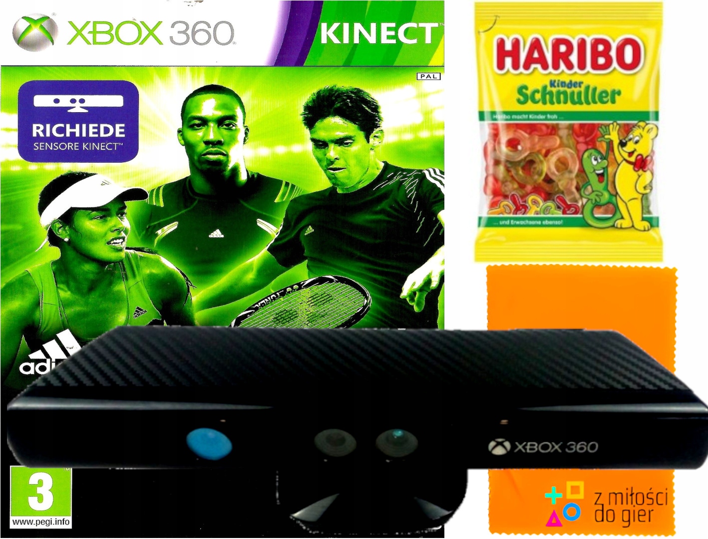 KINECT SENSOR RUCHU NA XBOX 360 + NOWA GRA ADIDAS MICOACH SPORTOWY PAKIET
