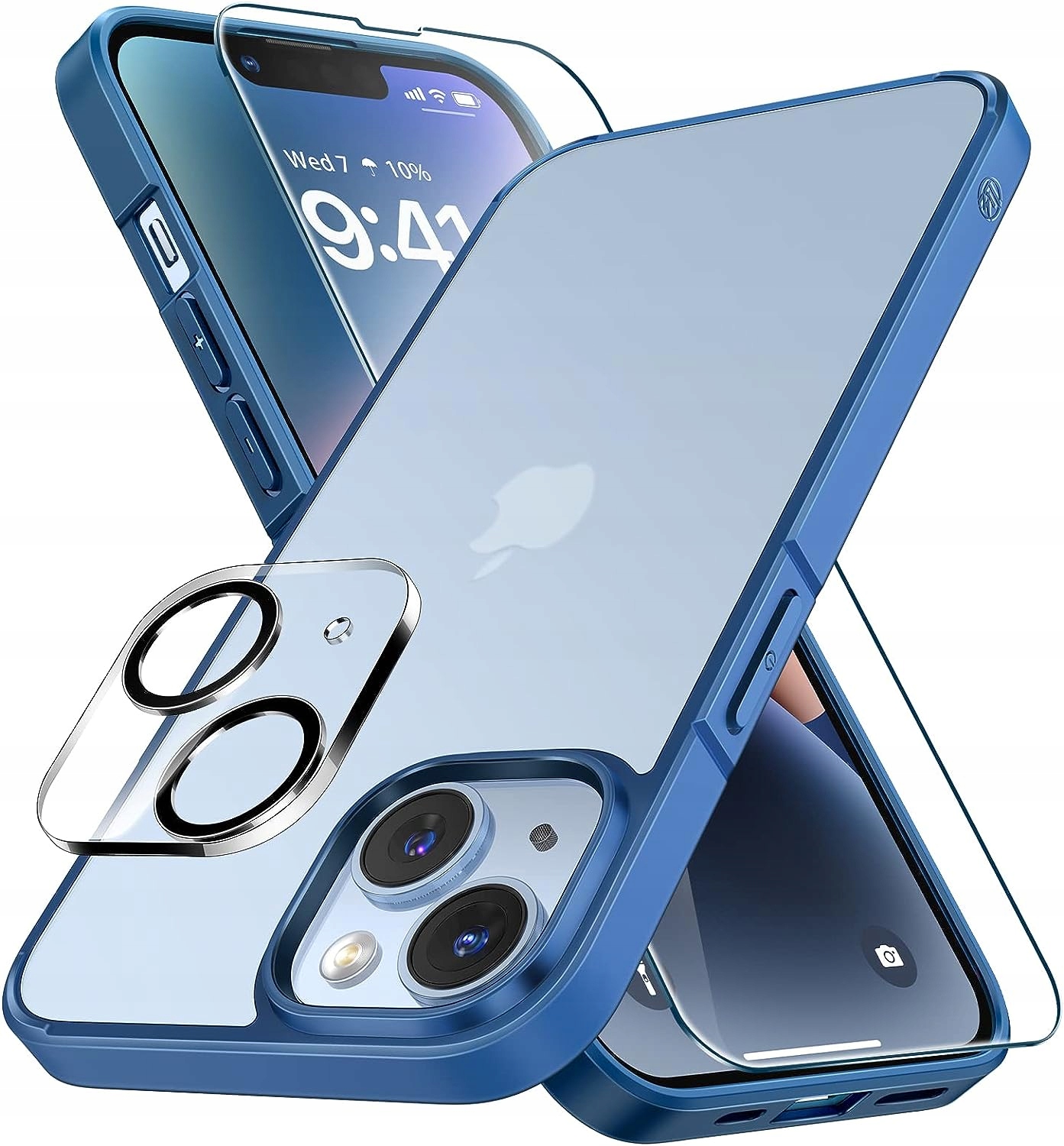 ETUI DO iPhone 14 PLUS MATTE BLUE CASE+SZKŁO