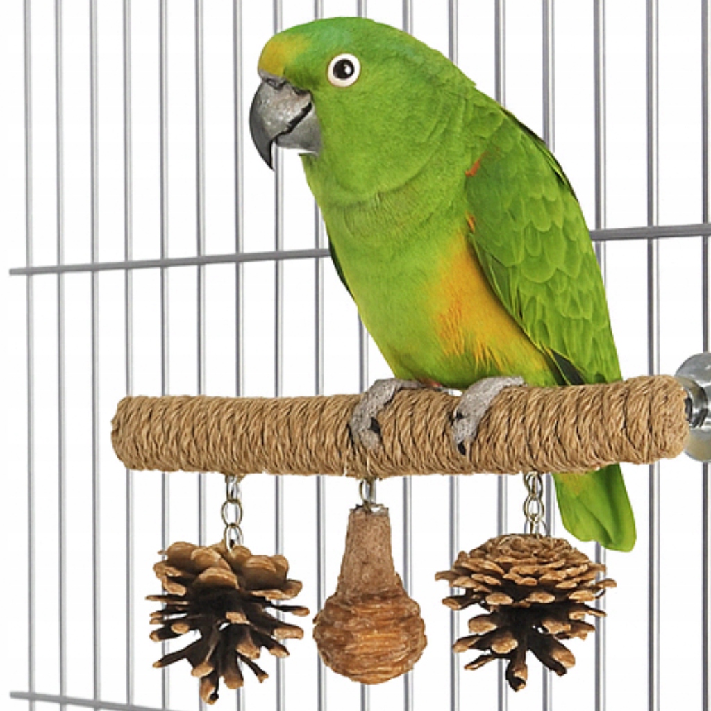 Žerdź Natura s hračkami L/XL Diy Odpočinek a zábava pro velké papoušky