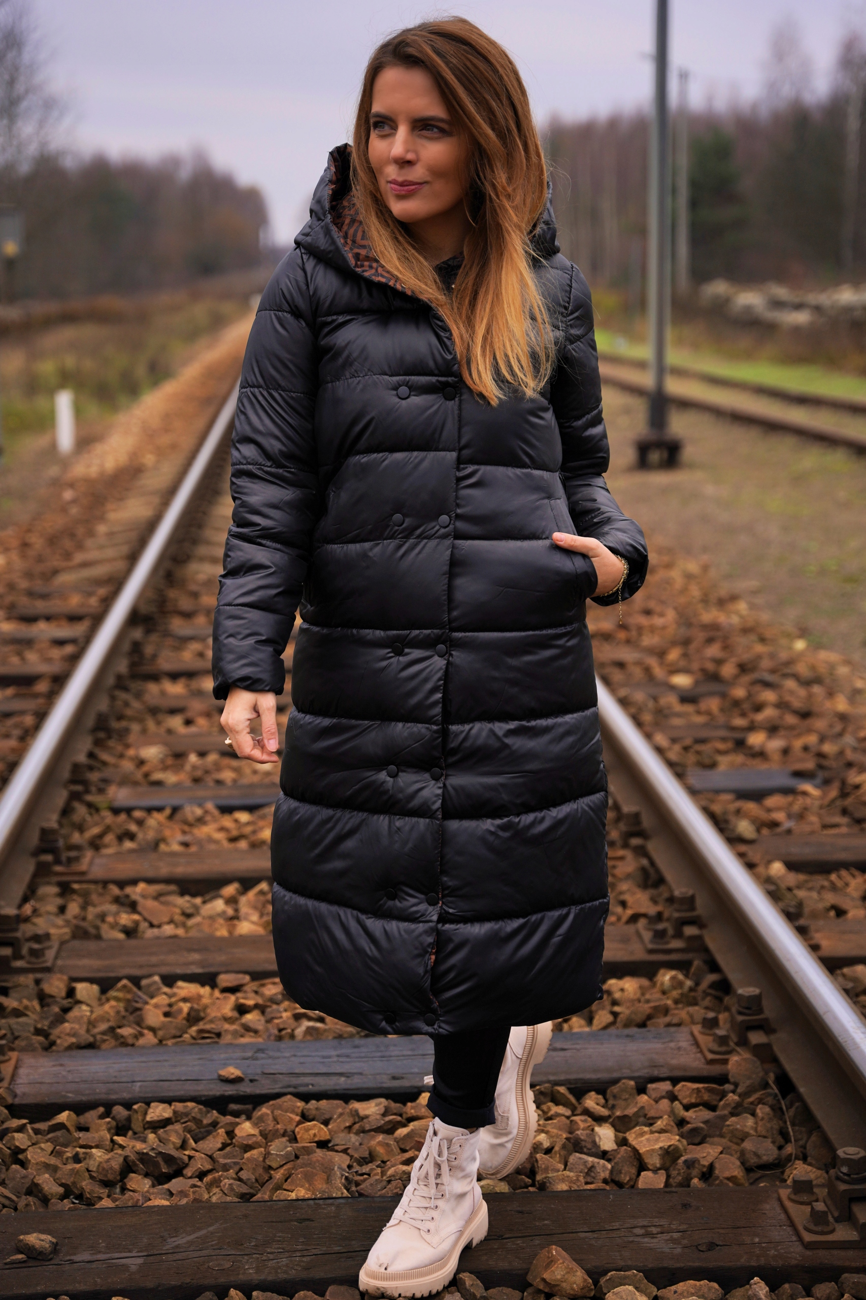 PŁASZCZ ZIMOWY ocieplany AZTEC pikowany KAPTUR XXL Rozmiar XXL