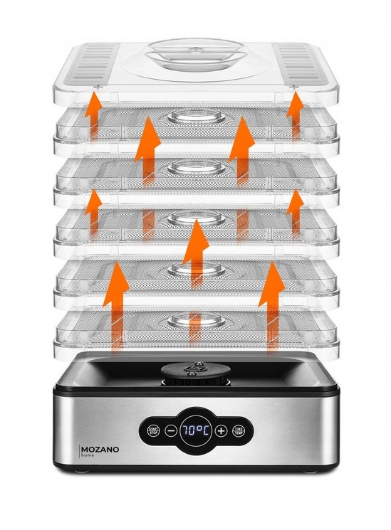 СУШАРКА ДЛЯ ГРИБІВ, ФРУКТІВ ТА ОВОЧІВ 400W, 6 XL РОЗМІРІВ СТАЛІ, ПОТУЖНИЙ ПРОГРАМАТОР Бренд Mozano
