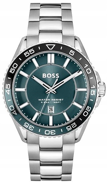 Pánské Hodinky Hugo Boss 1514208 Runner Zelený Ciferník Ocelový Náramek