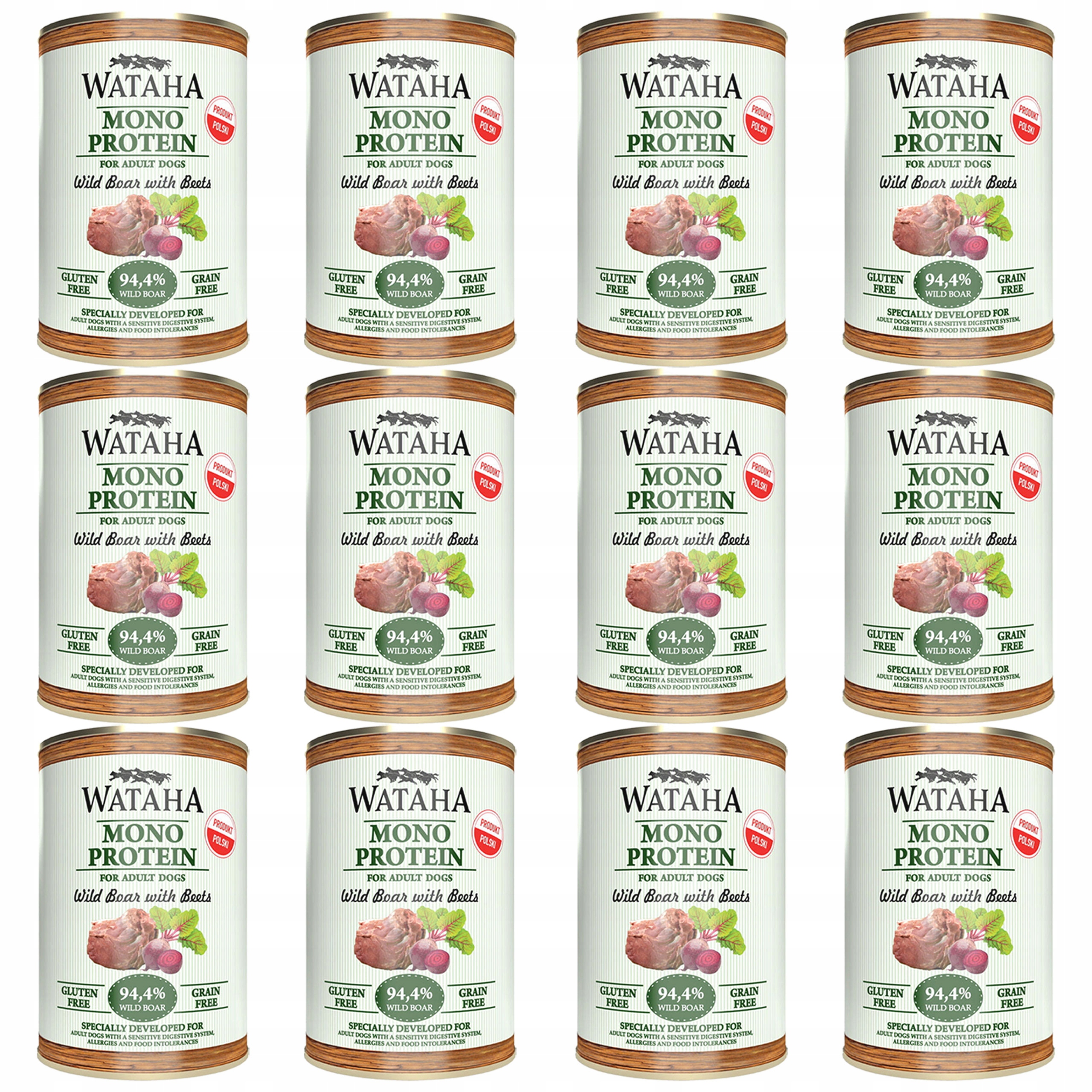 Wataha Mono Protein Adult karma mokra dla psa Dzik z Burakami 12 x 400g