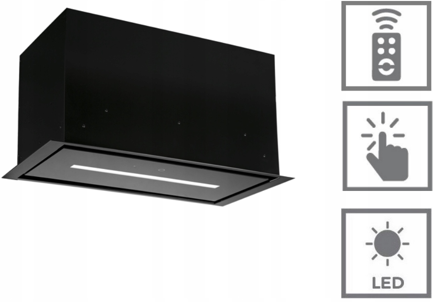 Okap kuchenny Maan Helios 60 Touch SZKŁO LED BLACK Kolor dominujący czarny