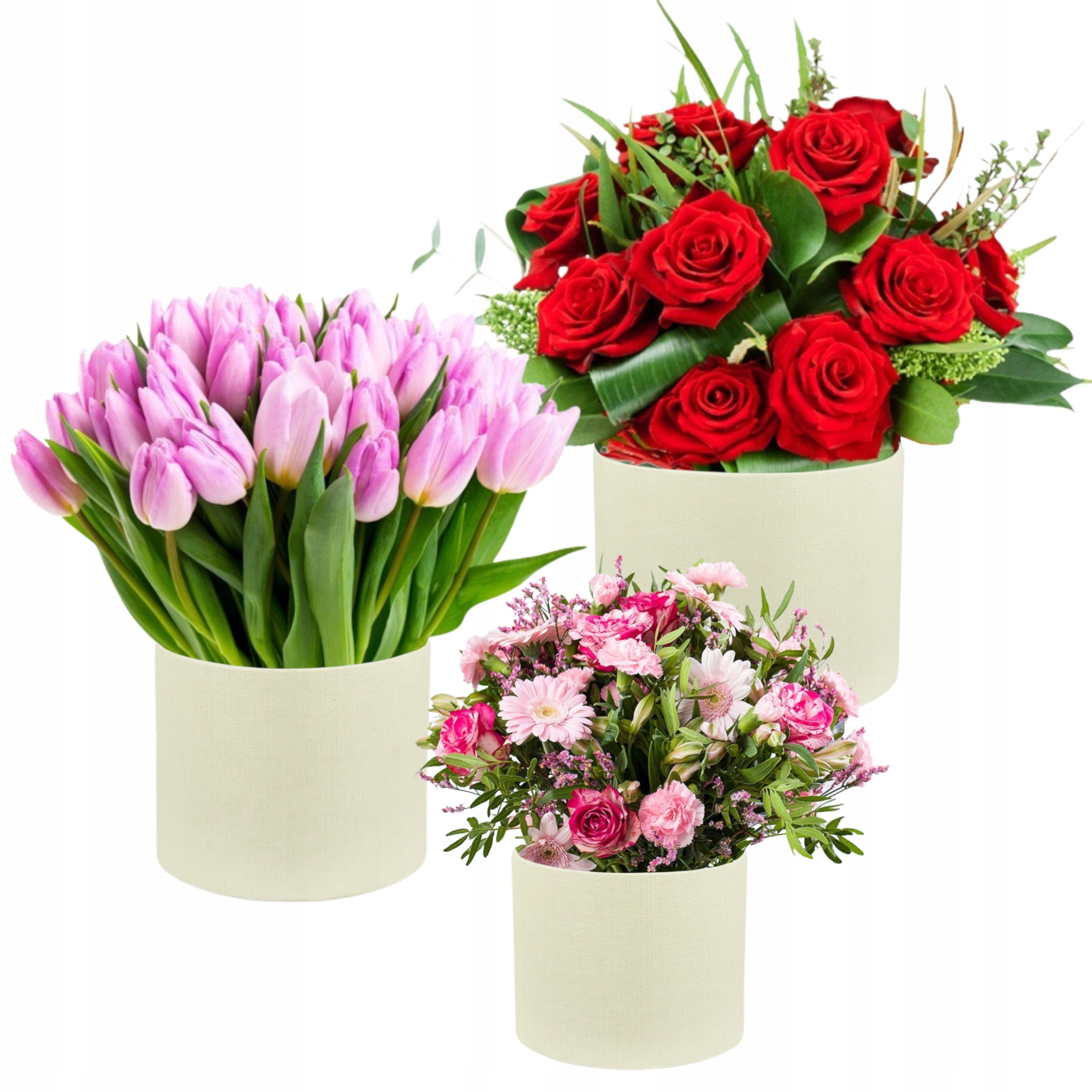 

Flowerbox 3 szt. pudełka na kwiaty Walentynki ślub