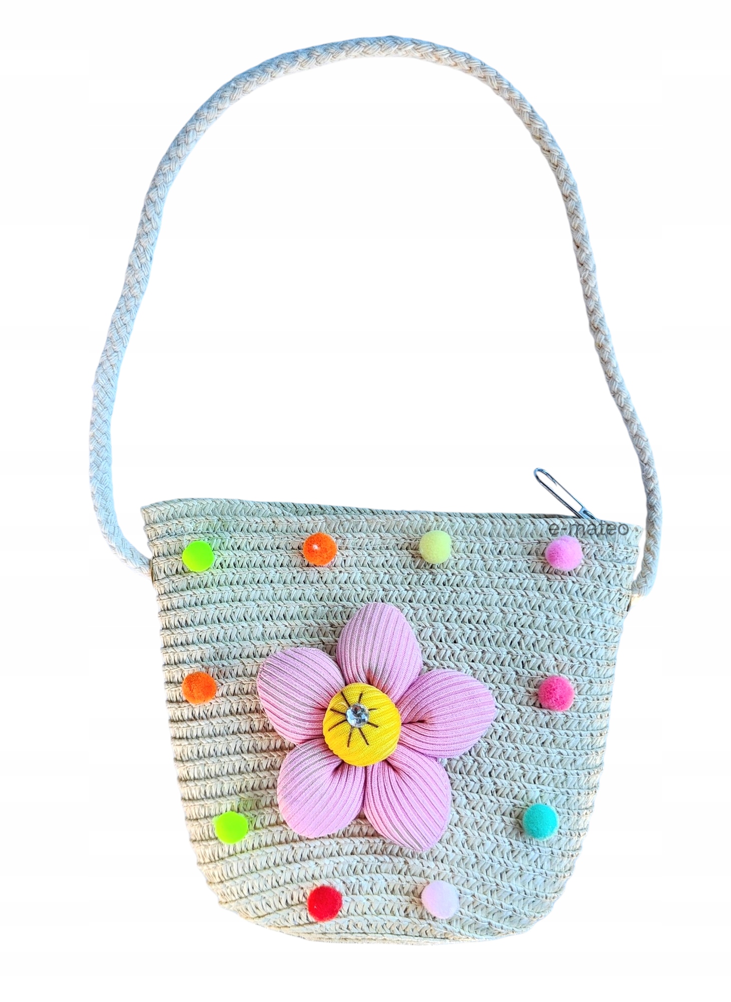 TOREBKA SŁOMIANA DLA DZIEWCZYNKI NA RAMIĘ LATO KWIATEK