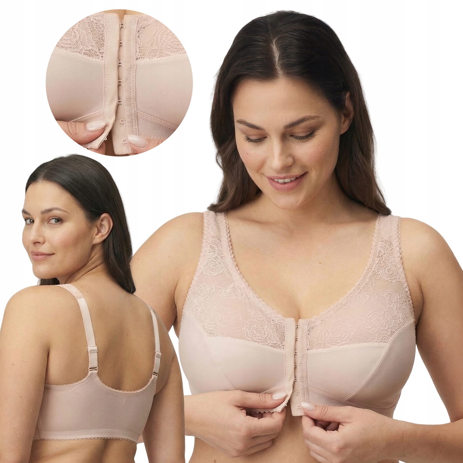 Gaia 1163 Rachela béžová se zapínáním vpředu Podprsenka Měkká 95G