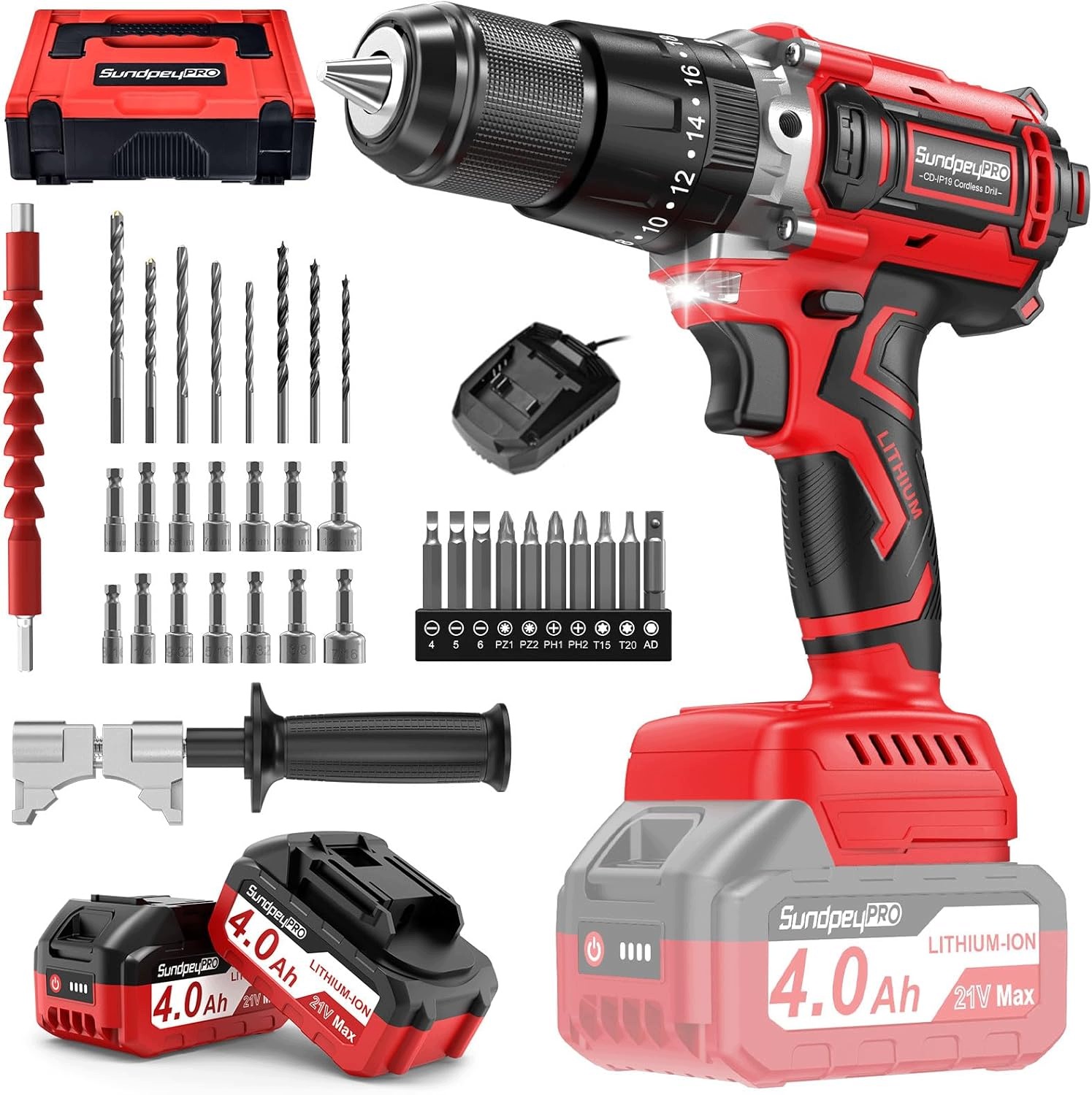 aku vrtačka Bezkartáčová 120Nm 21V 2x4Ah Ze-w Kufer 1200W