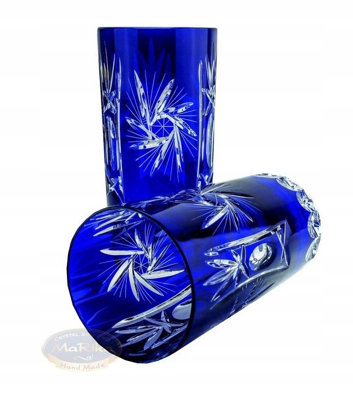 Kobaltowe kryształowe szklanki do wody Stan opakowania oryginalne