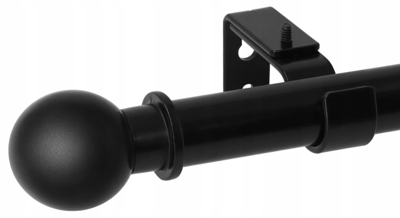 Garnýž černý 80–380 cm 25 mm průměr nastavitelné rukojeti, kulaté nástavce