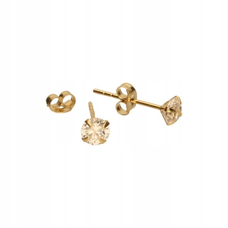 Zlaté Náušnice 585, módní, jemné, s bílými zirkony