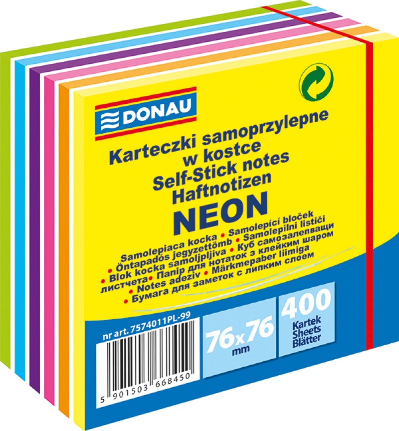 

Notes Samoprzylepny Donau 76x76 6 Kol.Neon-Pastel