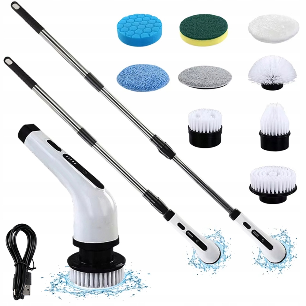 Levně Elektrický Bezdrátový Kartáč, Rotační Myčka Nástavců 9V1, Teleskopický