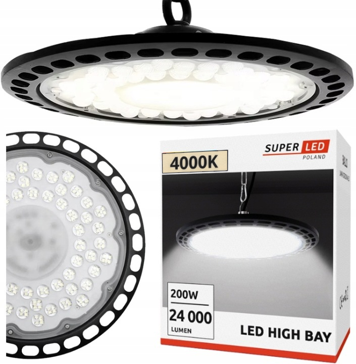 Průmyslová Led lampa High Bay Ufo 200W 24000lm IP65 skladová hala obchod