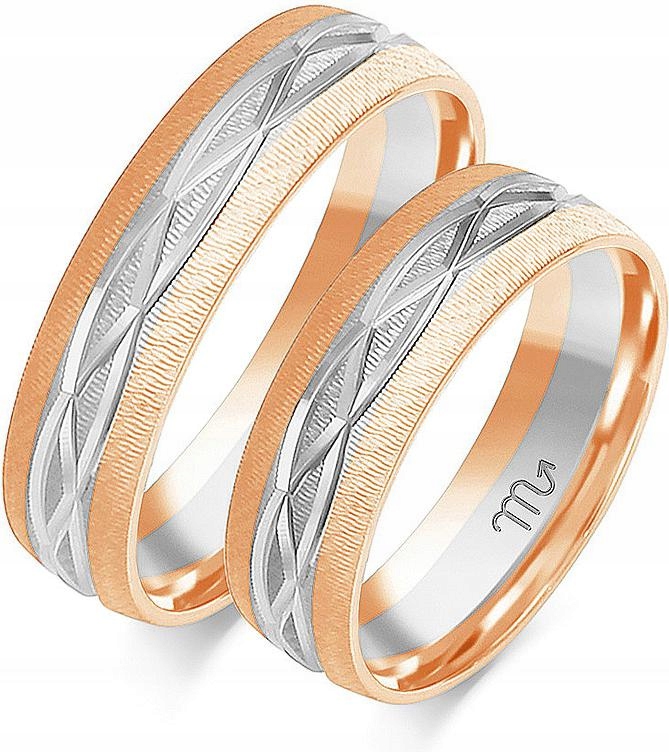 Růžový zlatý snubní prsten pro pár svatba 585, rok 17 18 19, elegance a styl 14K