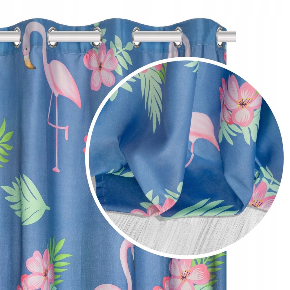 

Niebieska Zasłona Do Salonu Flamingi 140x250