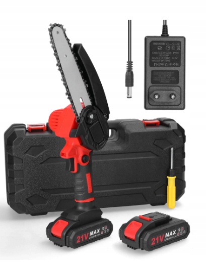 Mini řetězová pila 21 V s akumulátorem 2 x 1300 mAh a nabíječkou