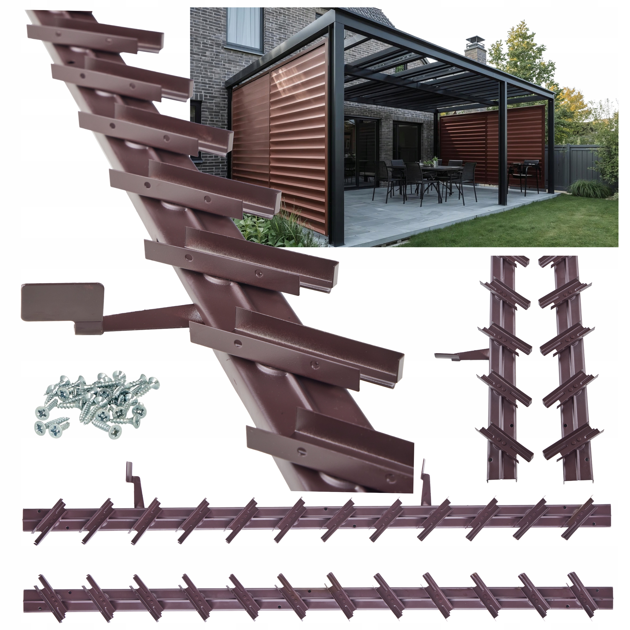 Pohyblivé Desky Mechanismus Žaluzie Na Terasu Do Altánku Shutters Bronz 107 CM
