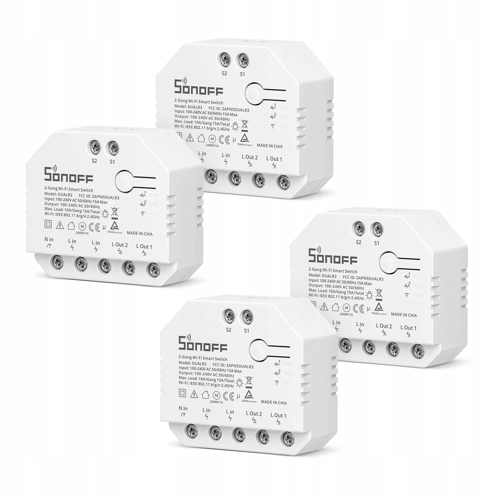 Smart vypínač Sonoff Dual R3 2-gang 4 ks ovládanie cez Alexa/Siri