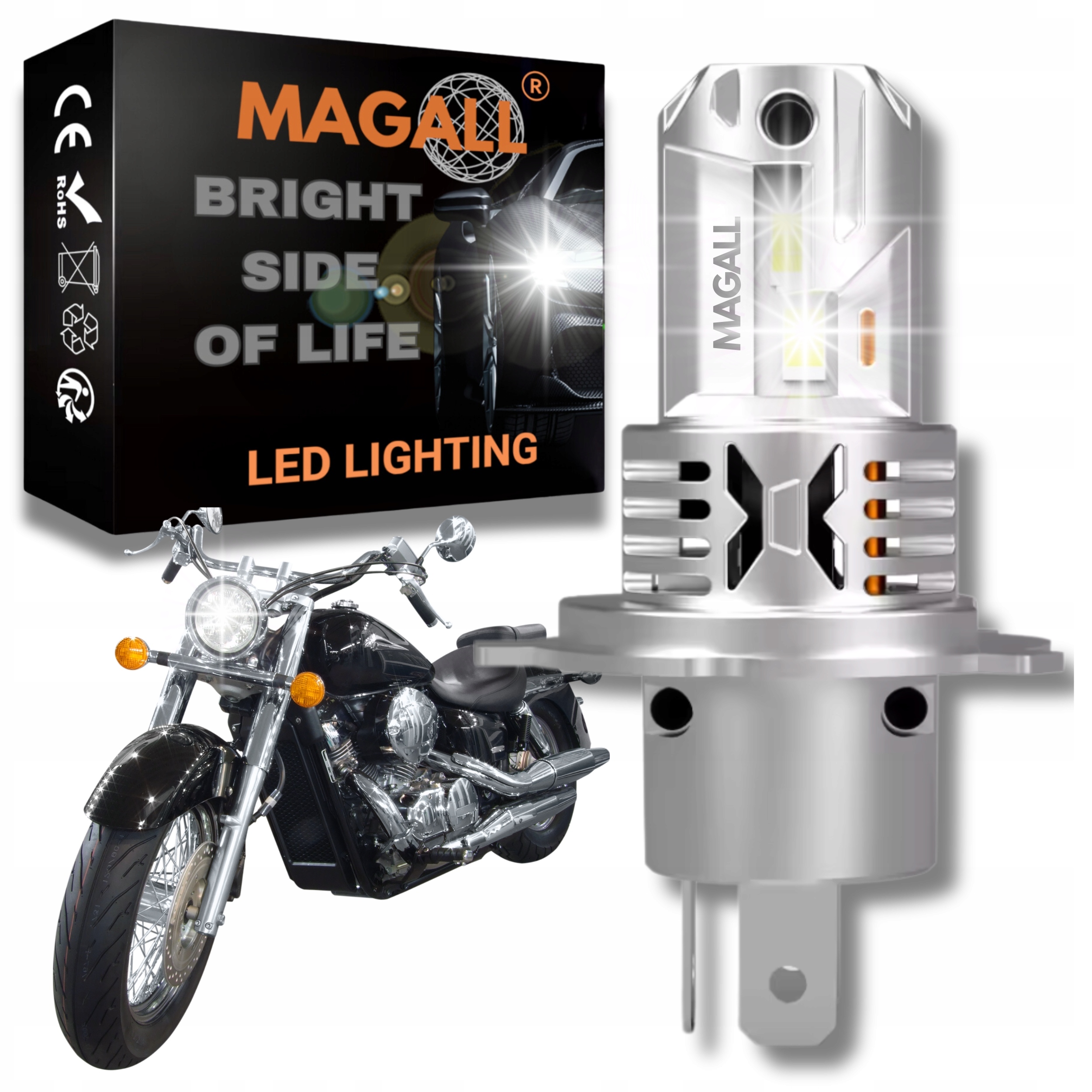 Żarówka H4 Led Magall X-pro Motocykl Skuter 12V 35W 5500K 8000LM Canbus 1SZ