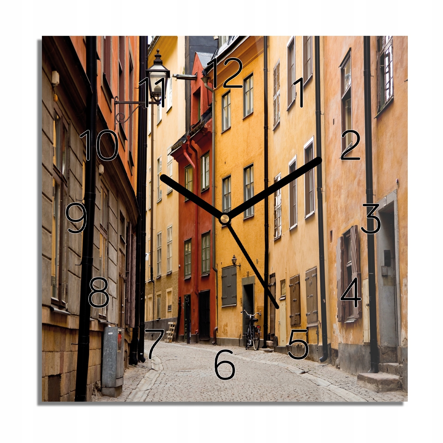 Ulice kamenné foto-hodiny s grafikou 30x30 s fotografií