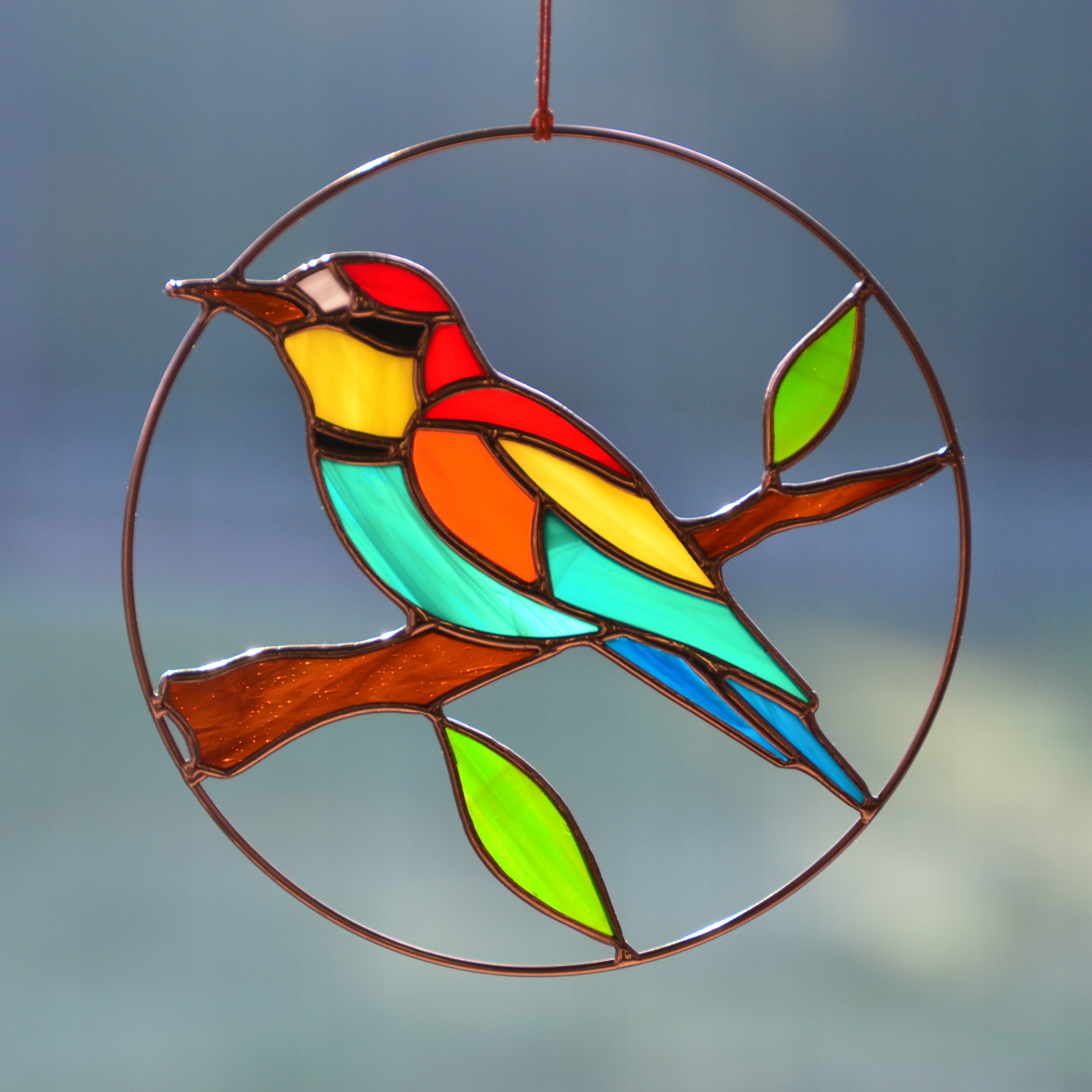 Vitrážový pták Dekorace na okno