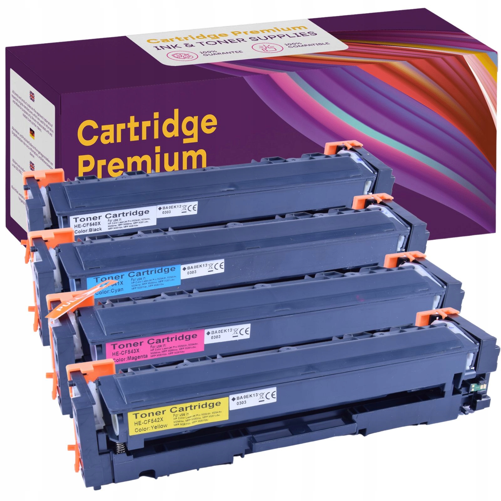 4x Tonery pro Hp CF540A CF541A CF542A CF543A 203A
