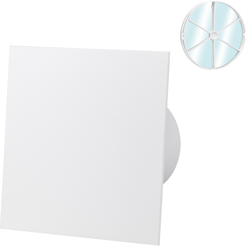 Ventilátor Plexi Bílý Lesk Časovač Senzor Vlhkosti Zpětný Ventil Fi 100