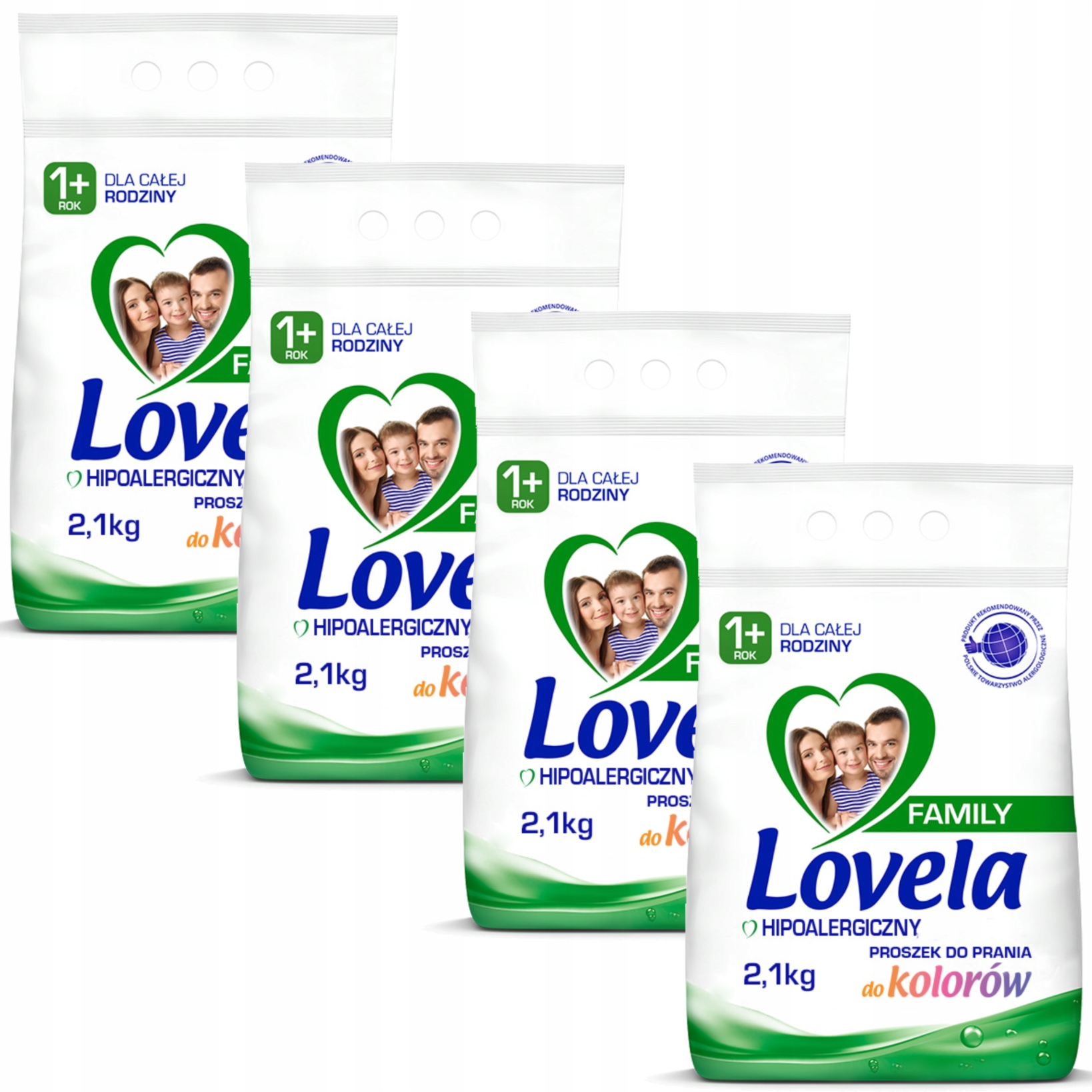 Lovela Family Sada prášek na barevné prádlo Hypoalergenní 1+ 4x 2,1kg