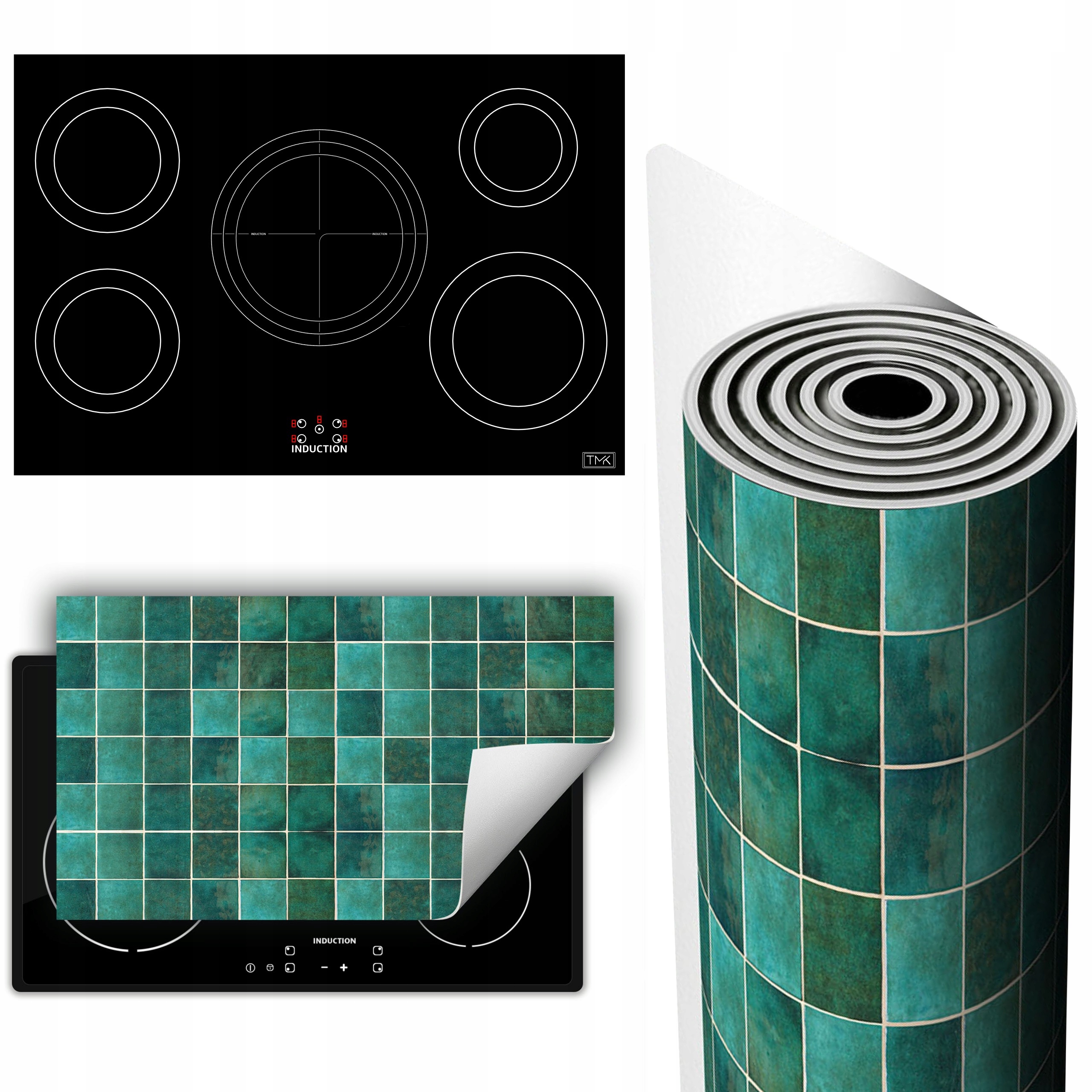 Vinylová Podložka Na Ochranu Kuchyňské Desky 90x52 zelená mozaika