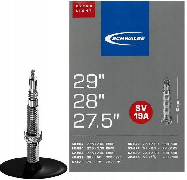 

Dętka Schwalbe SV19A ExtraLight 28/29x1.5/2.4 40mm