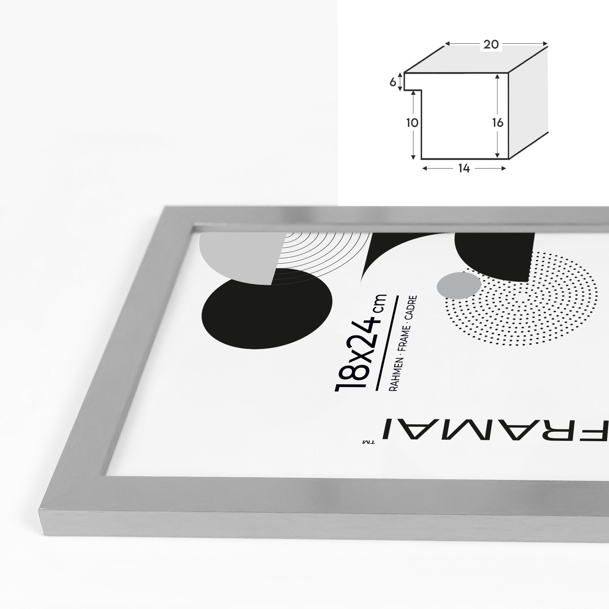 RAMKA NA ZDJĘCIA SREBRNA 50x70 cm FOTO RAMA PLAKAT DYPLOM Marka Framai