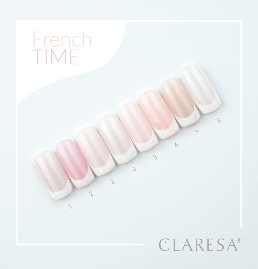 CLARESA Lakier Hybrydowy do paznokci FRENCH TIME 4 róż drobinki Marka Claresa