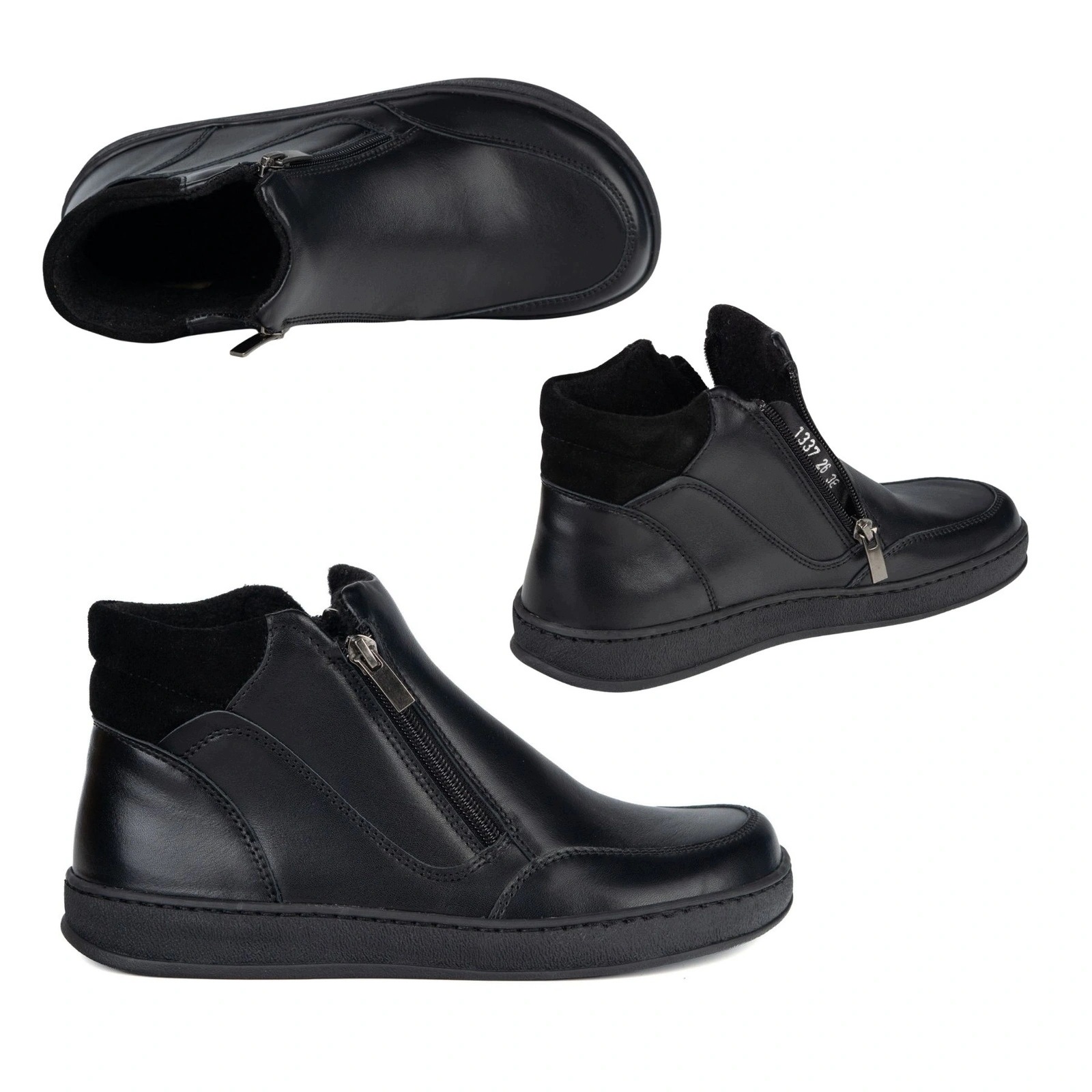 Dámské kotníkové boty barefoot-friendly široké kožené boty Nika 1337 černé 38